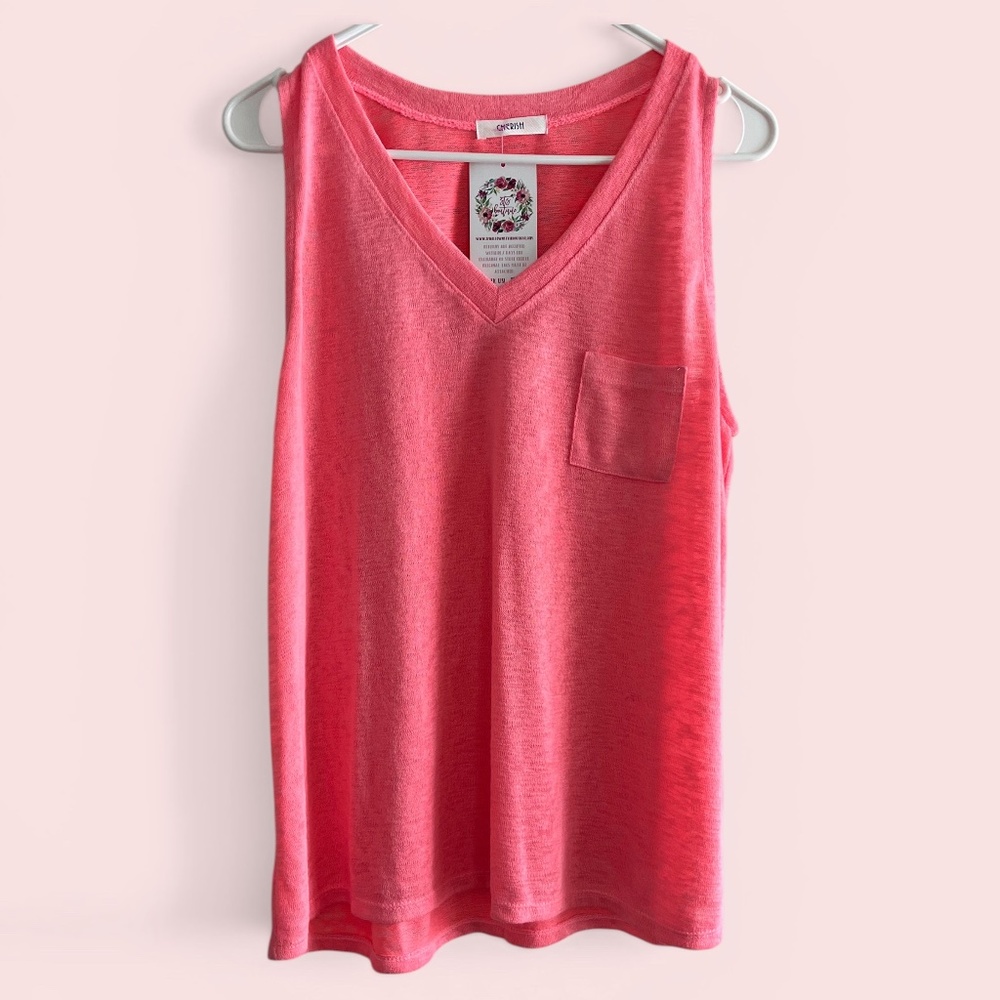 Cherish Coral Pink Slubbed Tank Top Size Large NWT